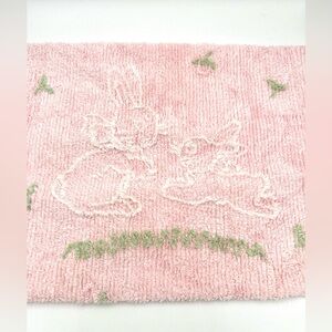 Amy Coe Baby Blanket Chenille Pink Bunny Rabbit Flowers Cotton Backing 27" x 38"